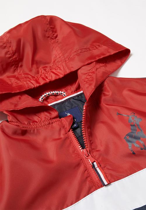 POLO - Boys Clyde hooded quarter zip active pullover - red & navy 