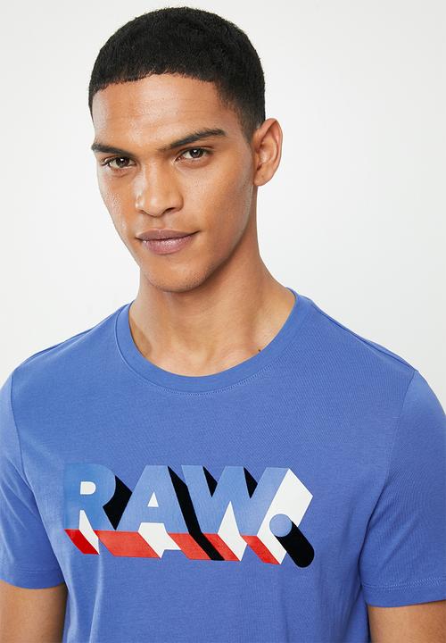 G-STAR - Raw text slim fit short sleeve tee - blue