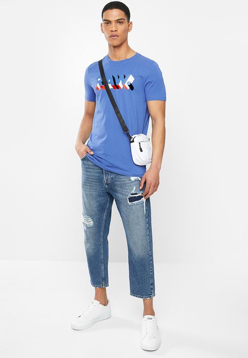 G-STAR - Raw text slim fit short sleeve tee - blue