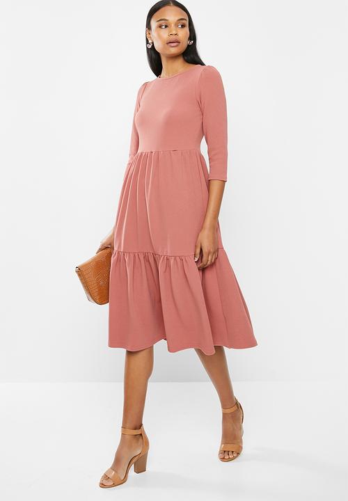 edit - Tiered knit dress - rose