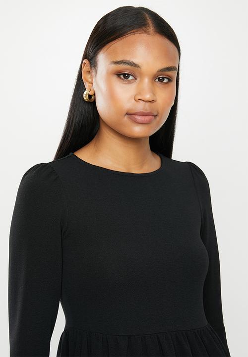 edit - Tiered knit dress- black