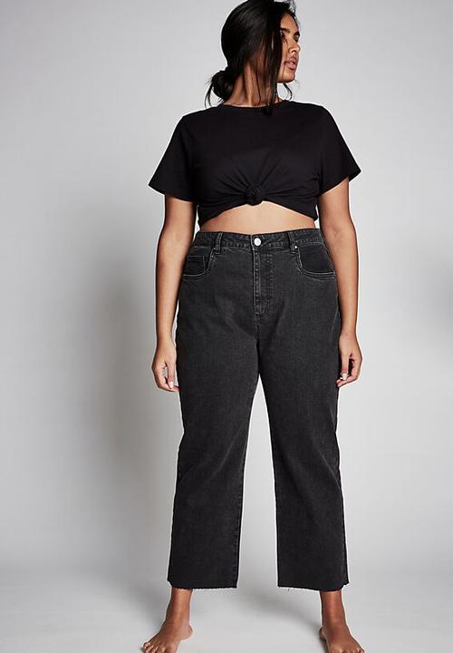 Cotton On - Curve millie straight leg jean - stone wash black