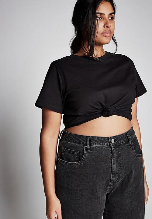 Cotton On - Curve millie straight leg jean - stone wash black
