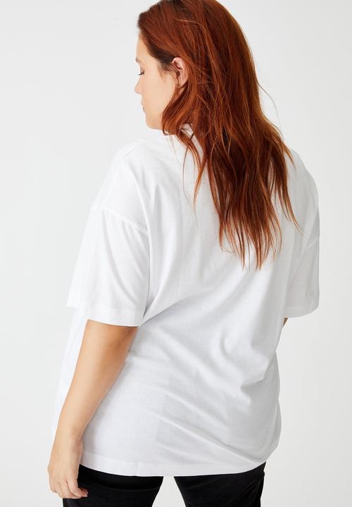 Cotton On - Curve oversized graphic tee - easy riders motor co/white