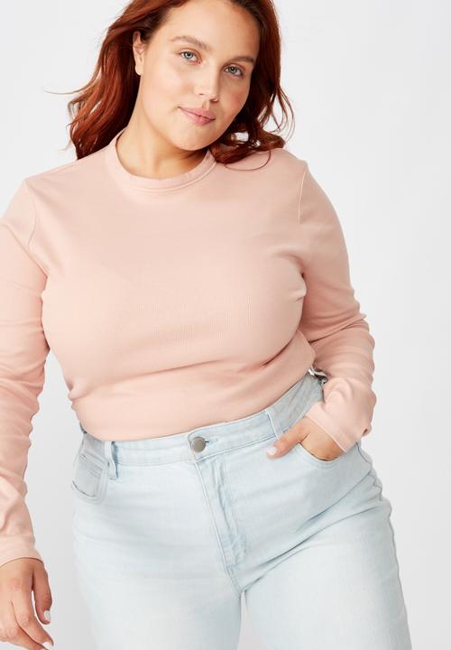 Cotton On - Curve the turn back long sleeve top - misty rose