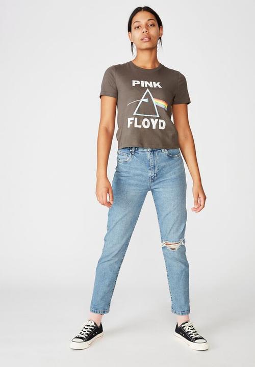 Cotton On - Essential pink floyd T-shirt - pink floyd heritage logo & grey