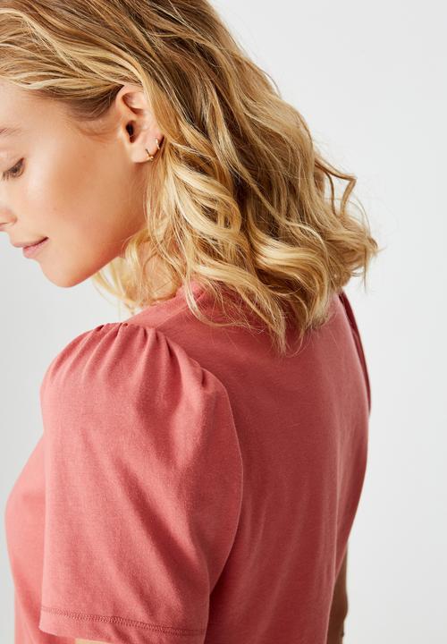 Cotton On - Puff sleeve short sleeve top - faded rose