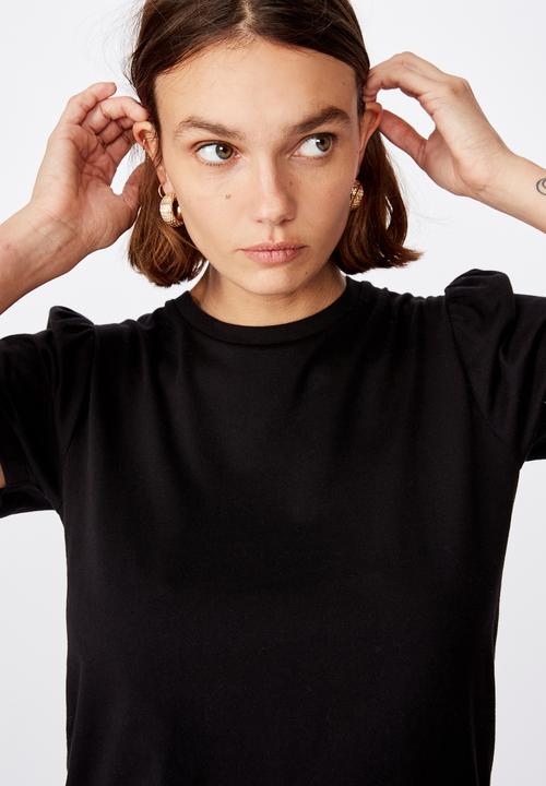 Cotton On - Puff sleeve short sleeve top - black