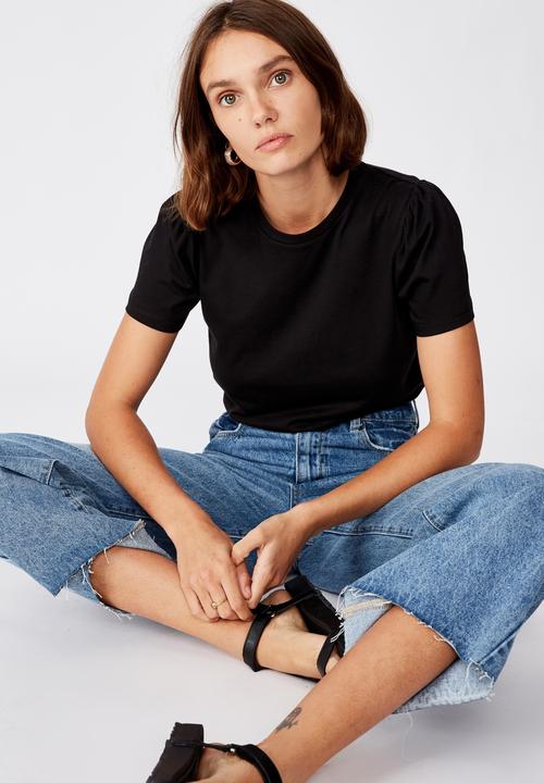 Cotton On - Puff sleeve short sleeve top - black