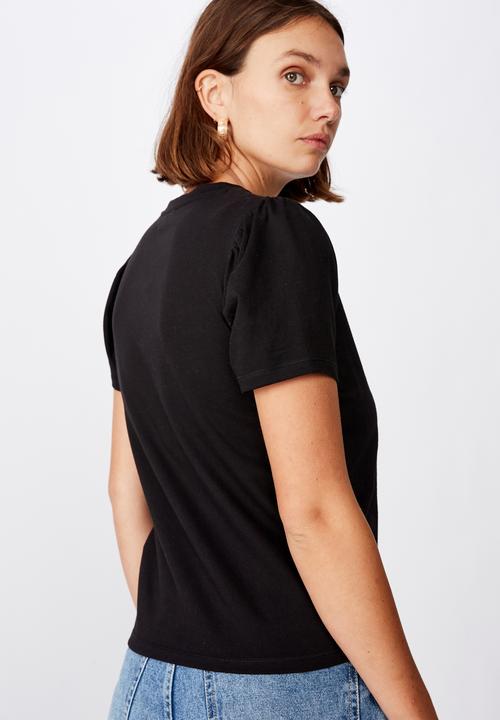 Cotton On - Puff sleeve short sleeve top - black