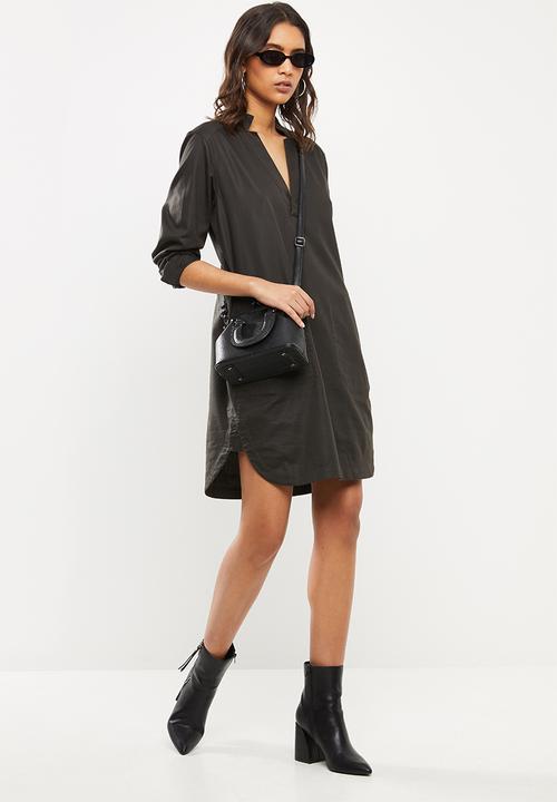 G-STAR - Milary v-neck shirt dress long sleeve - raven