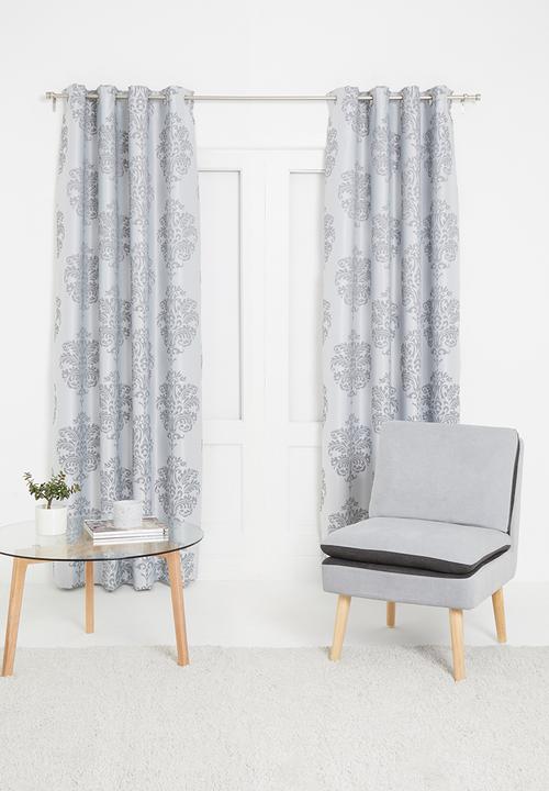 Sixth Floor - Eyelet lined woven jacquard curtain - grey