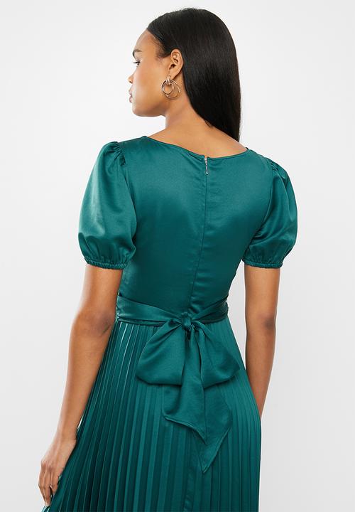 MILLA - Pleated wrap midi dress - emerald