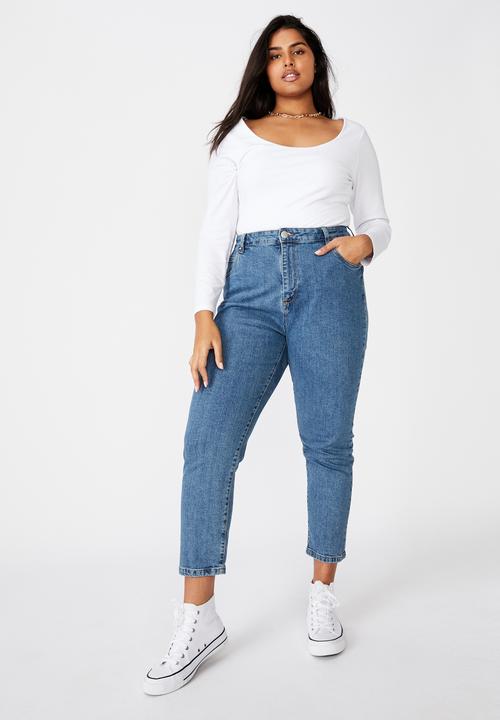 Cotton On - Curve everyday long sleeve scoop top - white