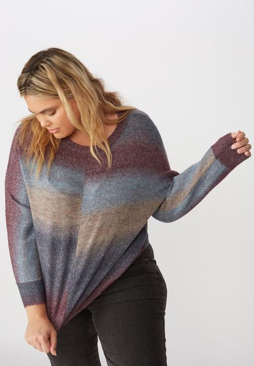 Cotton On - Curve serena cropped batwing pullover - blue ombre 