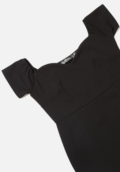 Missguided - Petite bardot fishtail hem midi dress - black