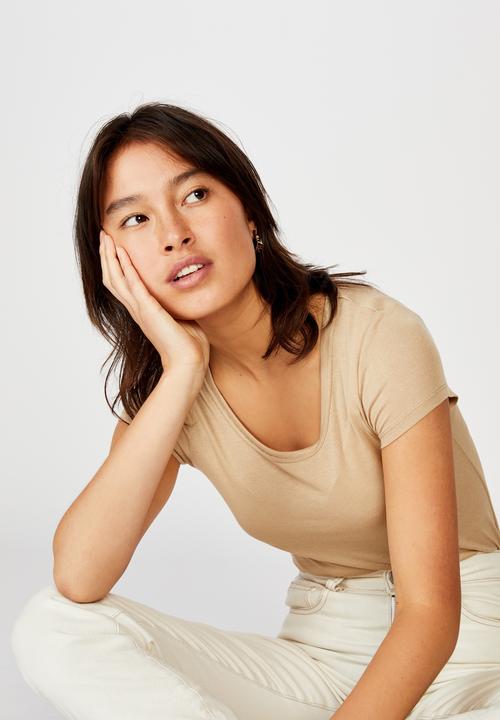 Cotton On - Sheer vintage scoop tee - nomad