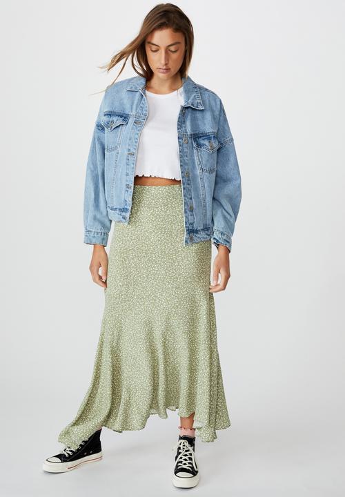 Cotton On - Tahli midi skirt - ingrid ditsy oil green