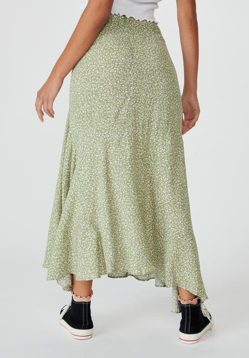 Cotton On - Tahli midi skirt - ingrid ditsy oil green