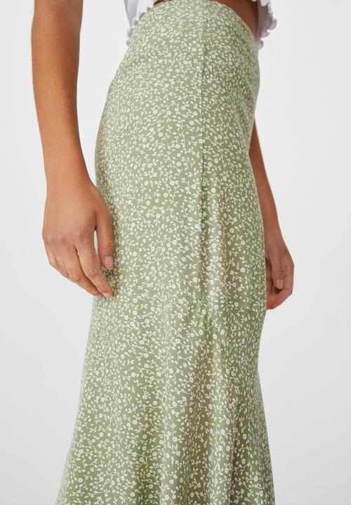 Cotton On - Tahli midi skirt - ingrid ditsy oil green