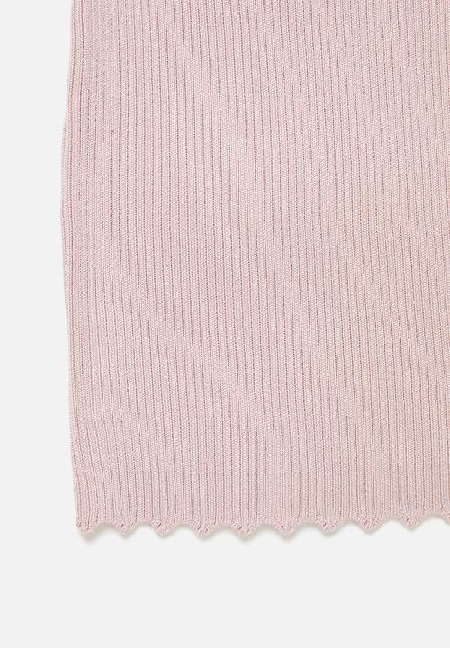 Missguided - Petite scallop hem knitted mini dress - pink