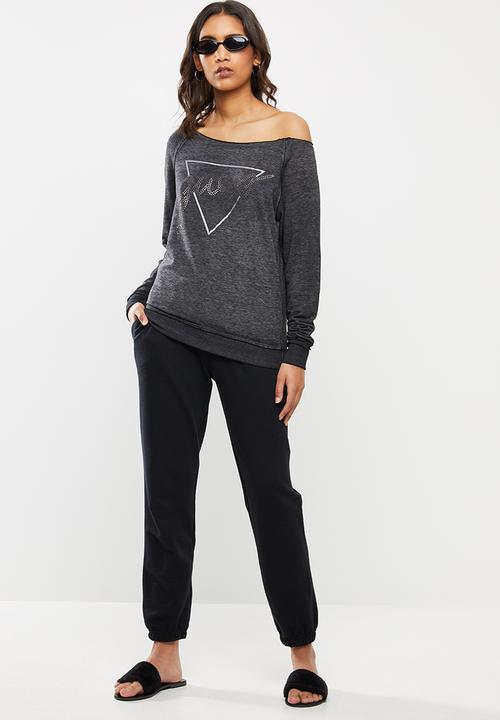 GUESS - Long sleeve active burnout top - black