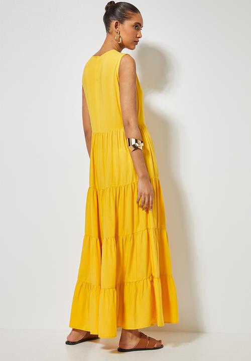 Superbalist - Sleeveless tiered midi dress - yellow