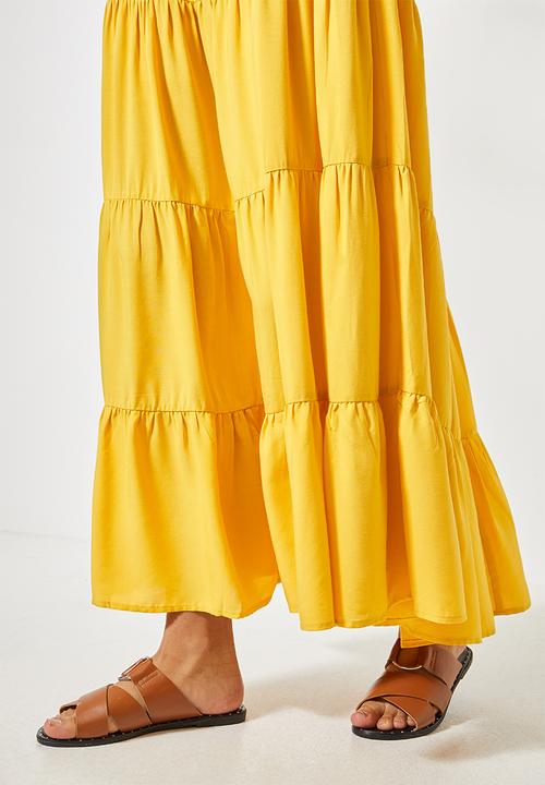 Superbalist - Sleeveless tiered midi dress - yellow