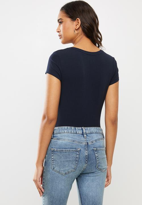 GUESS - Short sleeve ombre glitter tee - navy