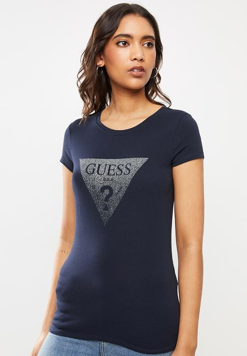 GUESS - Short sleeve ombre glitter tee - navy