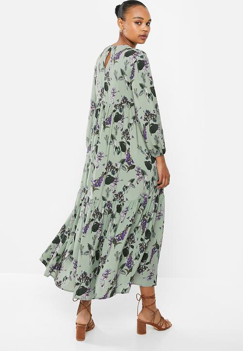 edit - V-neck tiered maxi dress - sage