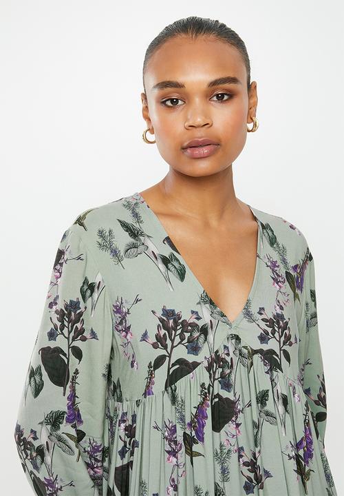 edit - V-neck tiered maxi dress - sage