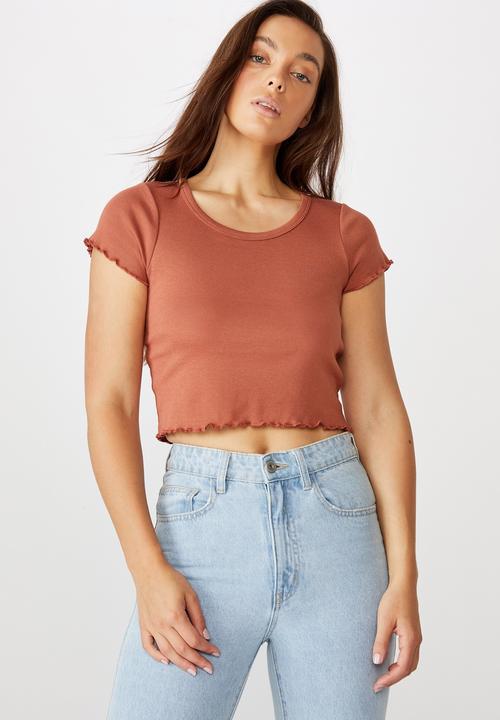 Cotton On - Turnback short sleeve top - dusty brown