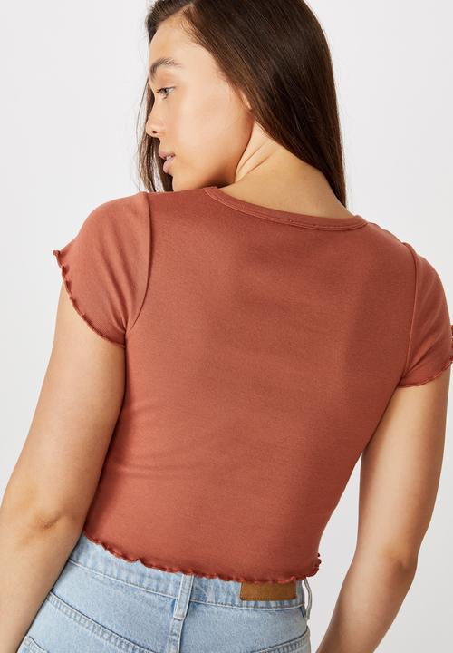 Cotton On - Turnback short sleeve top - dusty brown