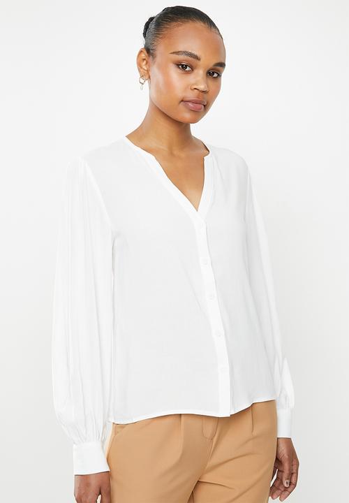 edit - Balloon sleeve shirt - white