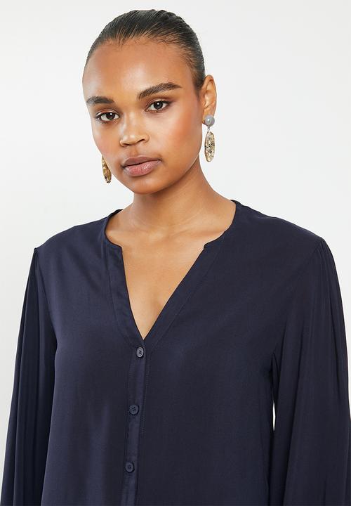 edit - Balloon sleeve shirt - navy