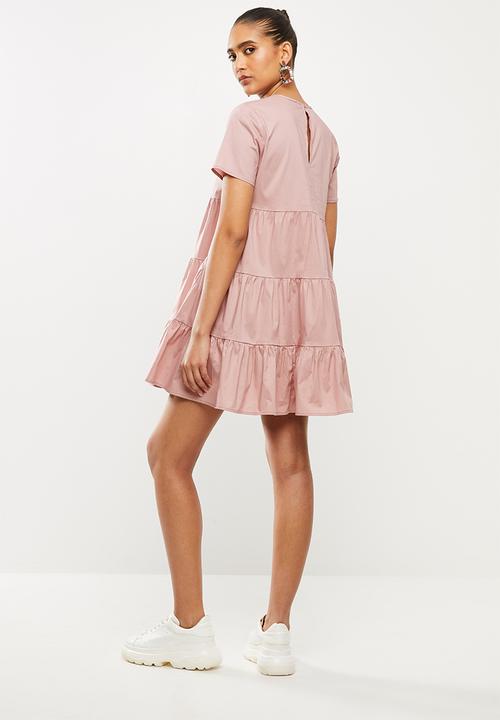 Blake - Cotton poplin tiered dress - pink