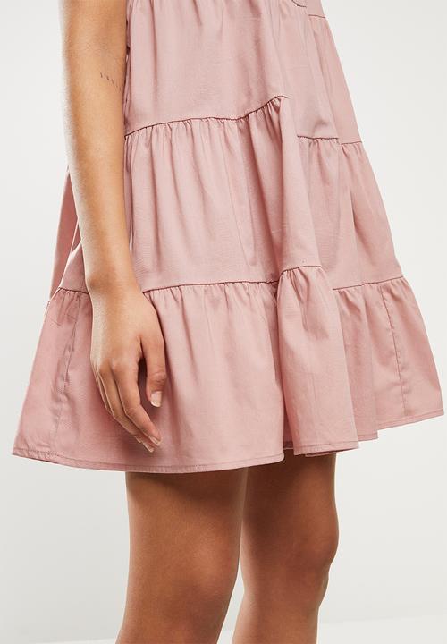 Blake - Cotton poplin tiered dress - pink