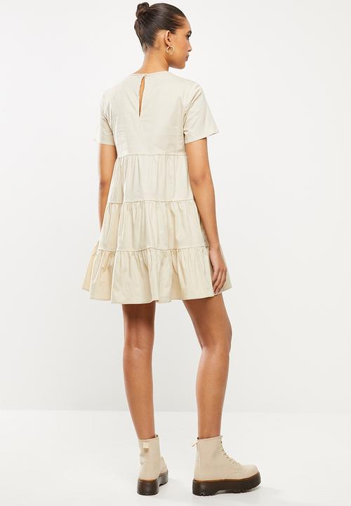 Blake - Cotton poplin tiered dress - beige