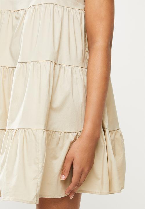 Blake - Cotton poplin tiered dress - beige