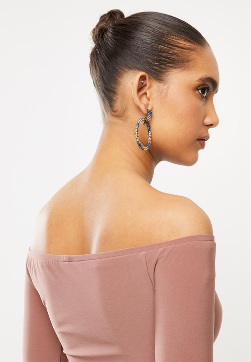 Blake - Bardot crop top with ballet sleeves - pink