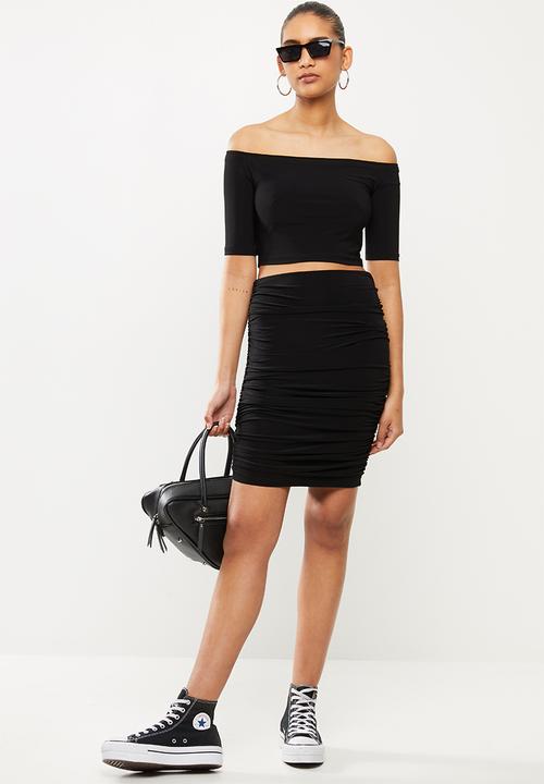 Blake - Mini ruched skirt - black