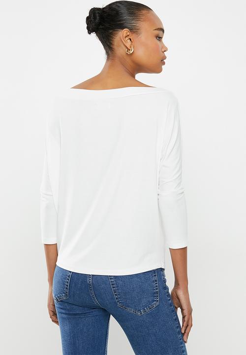 edit - Wide neck top - white