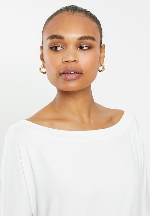 edit - Wide neck top - white