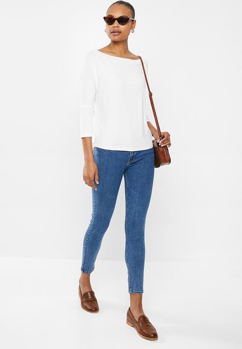 edit - Wide neck top - white