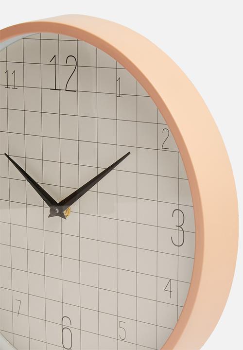 H&S - Grid wall clock - blush pink
