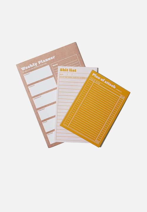 Typo - Notepad 3 pack - heather and mustard