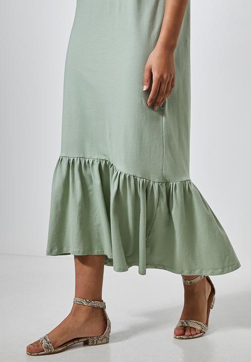 Superbalist - V-neck dress with tiered hem - sage
