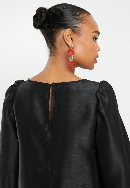 MILLA - Puff sleeve mini dress - black