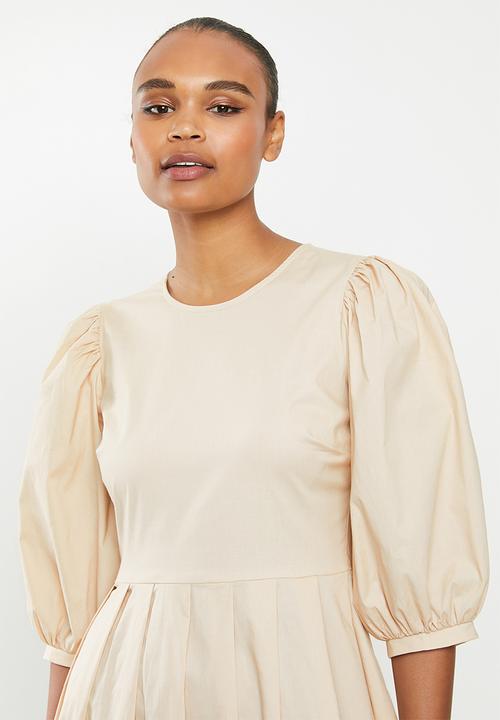 MILLA - Tuck detail midi dress - stone
